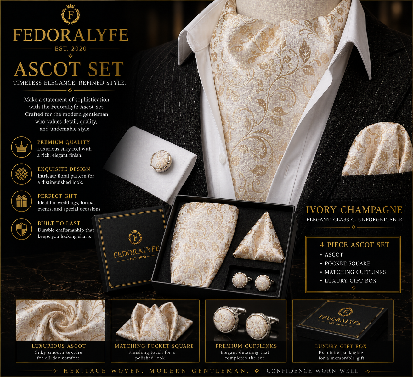 PREMIUM IVORY ASCOT SCARF