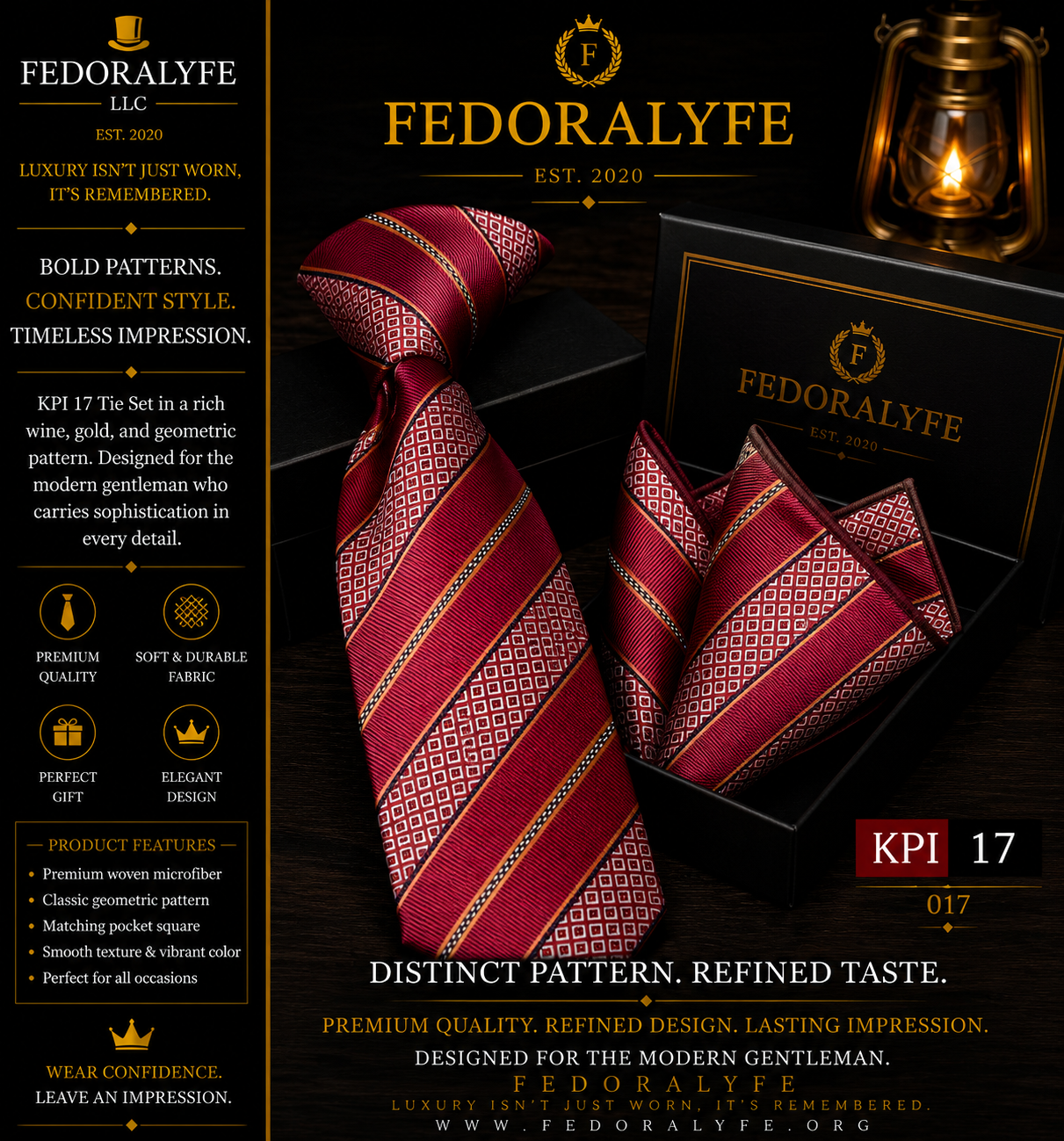 CRANBERRY STRIPED TIE SET