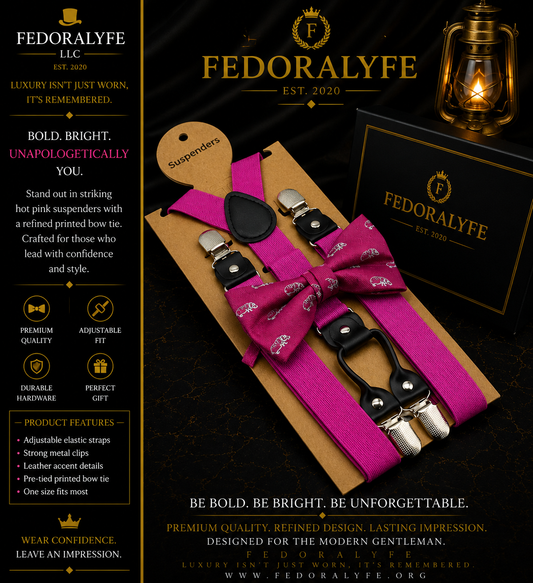 PINK SUSPENDER  WITH BOWTIE SET