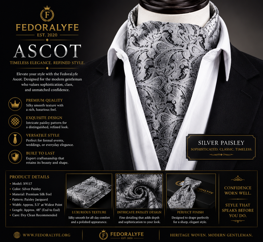 PREMIUM GREY ASCOT SCARF