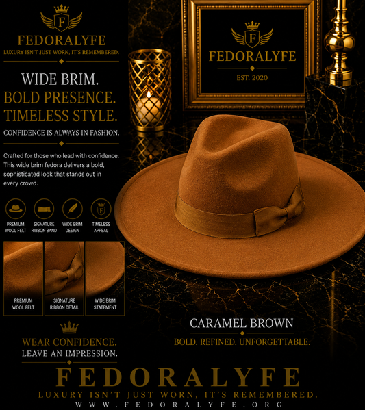 KHAKI WIDE BRIM FEDORA HAT