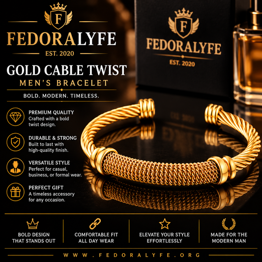 Gold Cable Twist Men's Bracelet