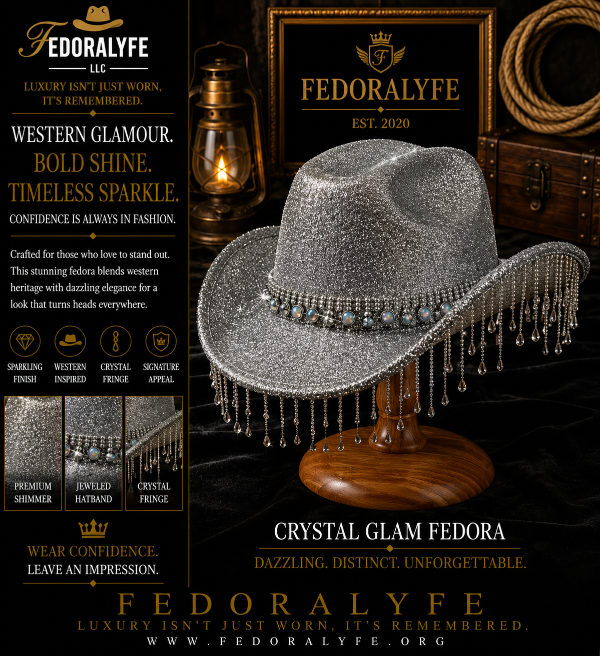 SILVER COWBOY HAT SEQUIN