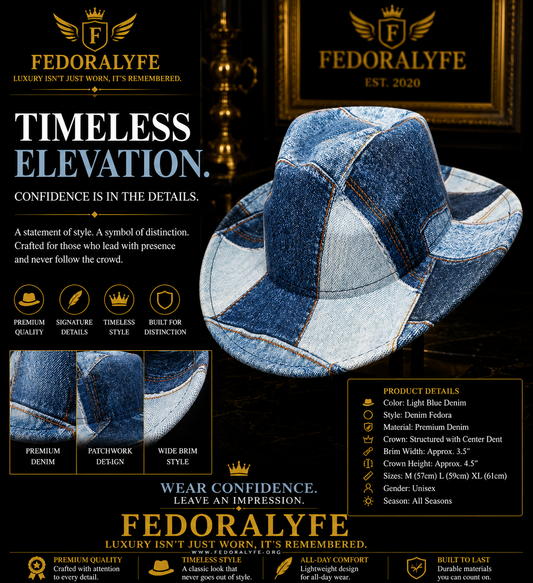 Denim Fedora – Light Blue Denim