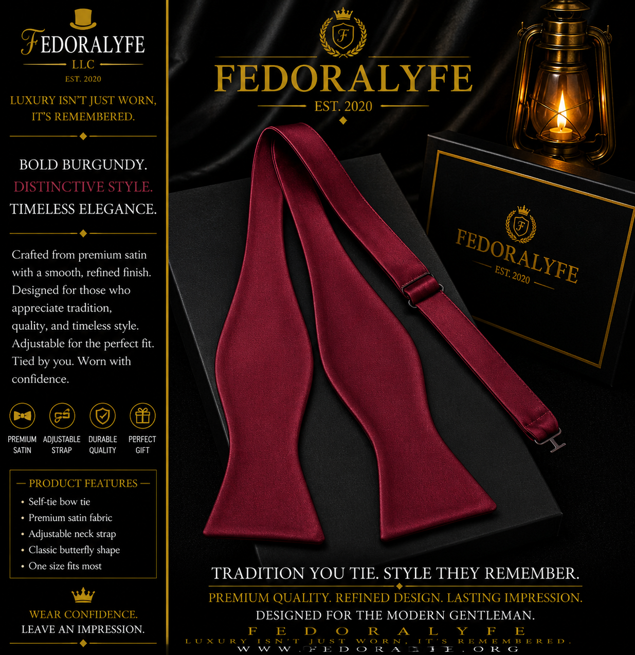 BURGUNDY ELEGANT BOWTIE